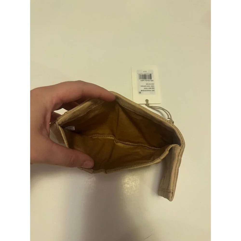 NWT Hobo Keen Mini Trifold Wallet In Gold Cashmere Geniune Leather